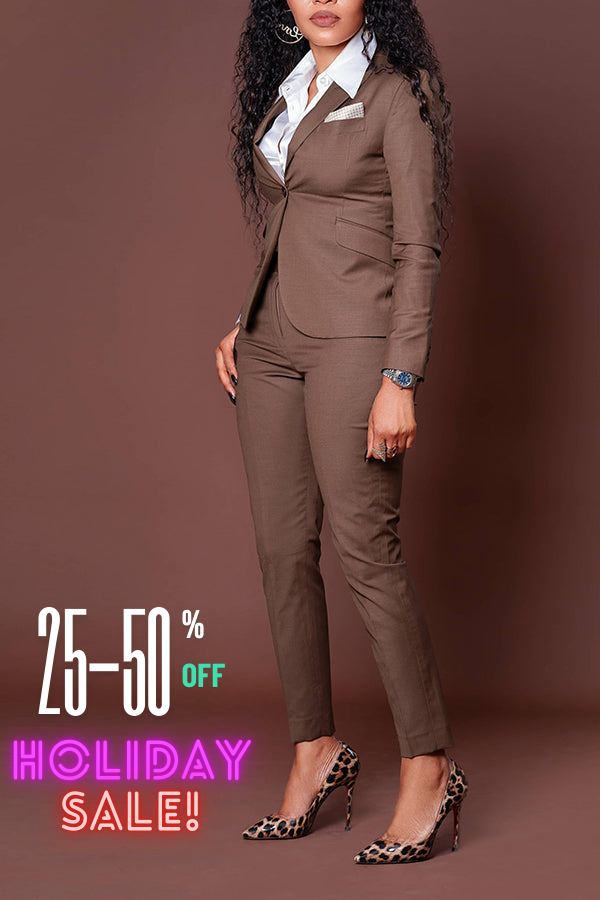 Elegant Decorative Pocket Blazer & Pants Set