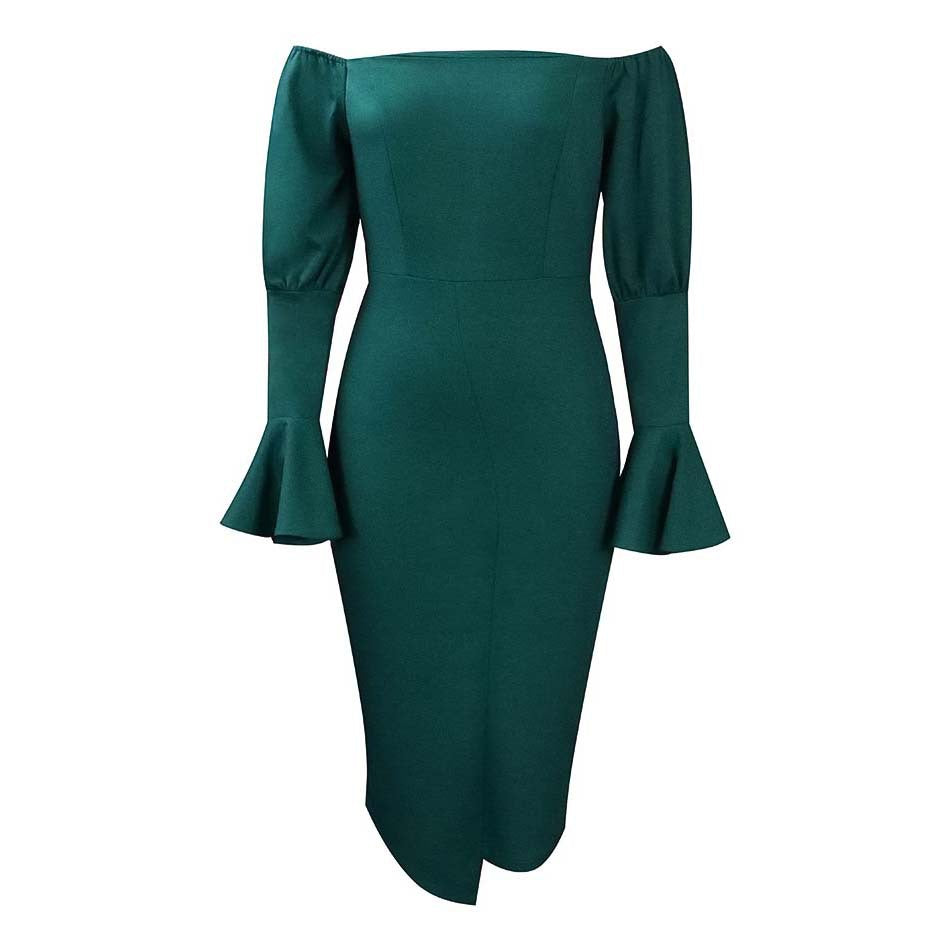 Flared Sleeve Sheath Hip Sheath Fashion Dress