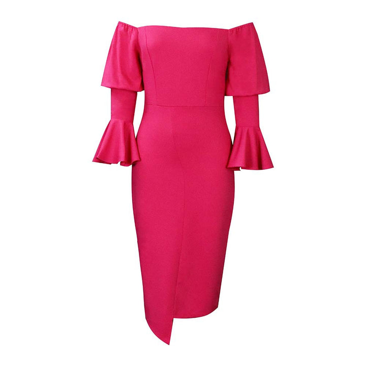 Flared Sleeve Sheath Hip Sheath Fashion Dress