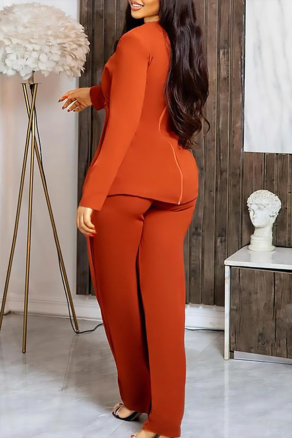 Elegant Side Knot Top & Patchwork Pants Set