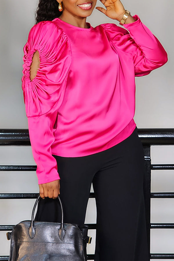 Elegant Ruched Gigot Sleeve Top