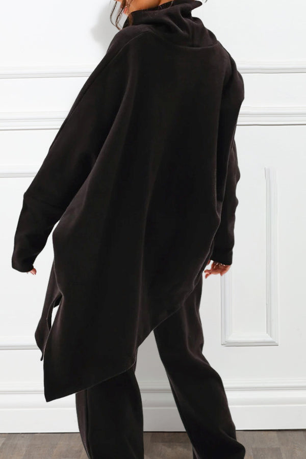 Casual High Neck Batwing Sleeve Top & Pants Set