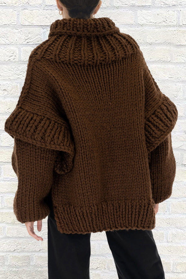 Casual Solid Turtle Rolled Neck Sweater