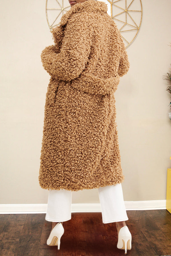 Casual Solid Keep Warm Teddy Overcoat