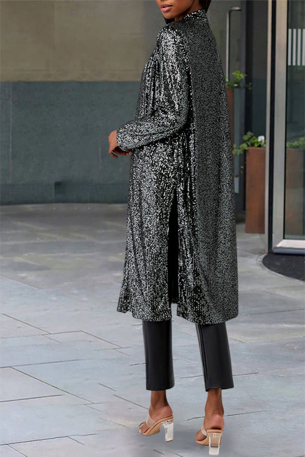 Casual Loose Long Sleeve Sequin Cardigan