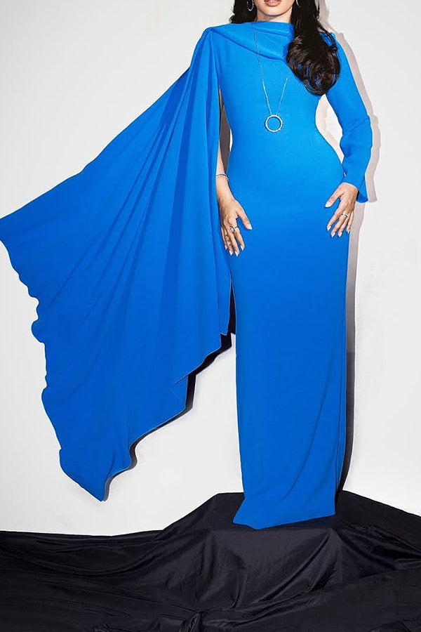 Stylish Elegant Cloak Sleeve Maxi Dress