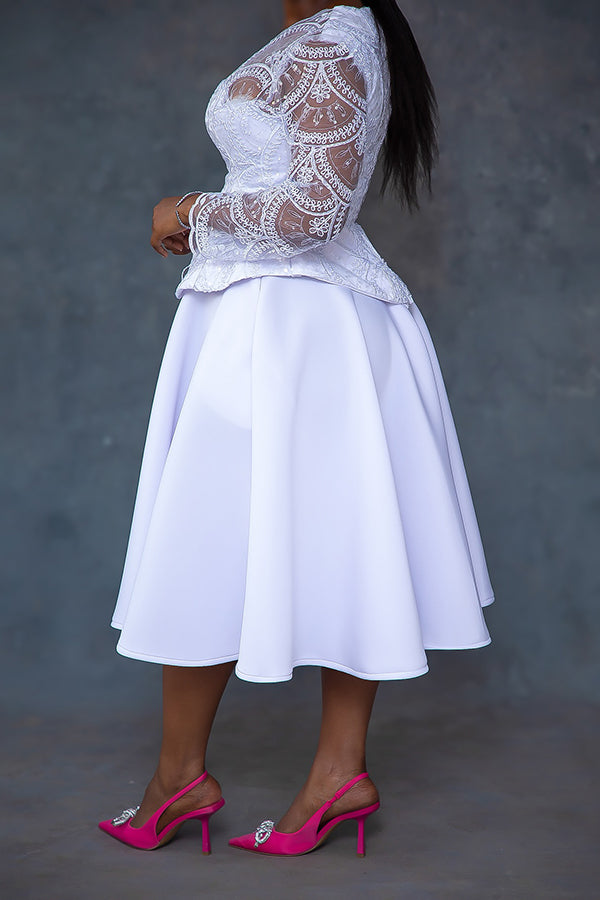 Elegant Embroidered Mesh Top & Skirt Set