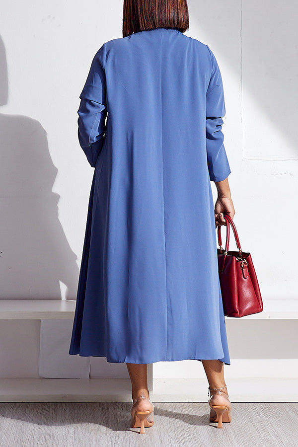 Retro Knotted Collar Long-Sleeved Dress