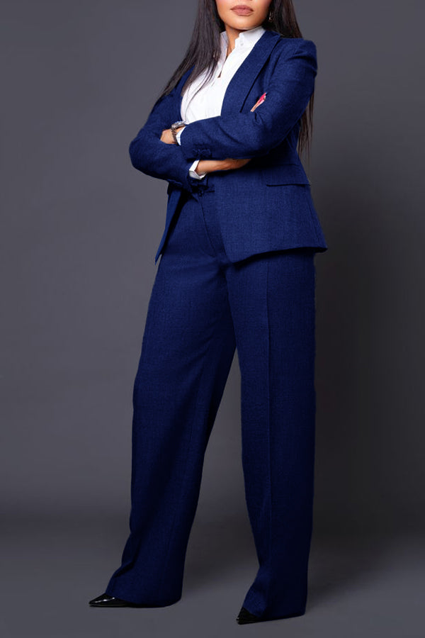 Professional One Button Blazer & Tailored Pants Set