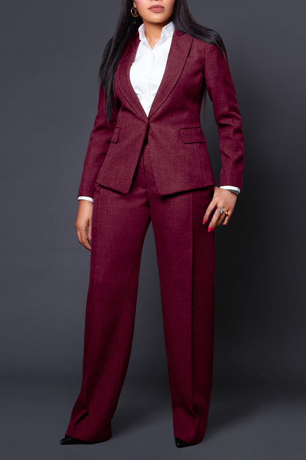 Professional One Button Blazer & Tailored Pants Set