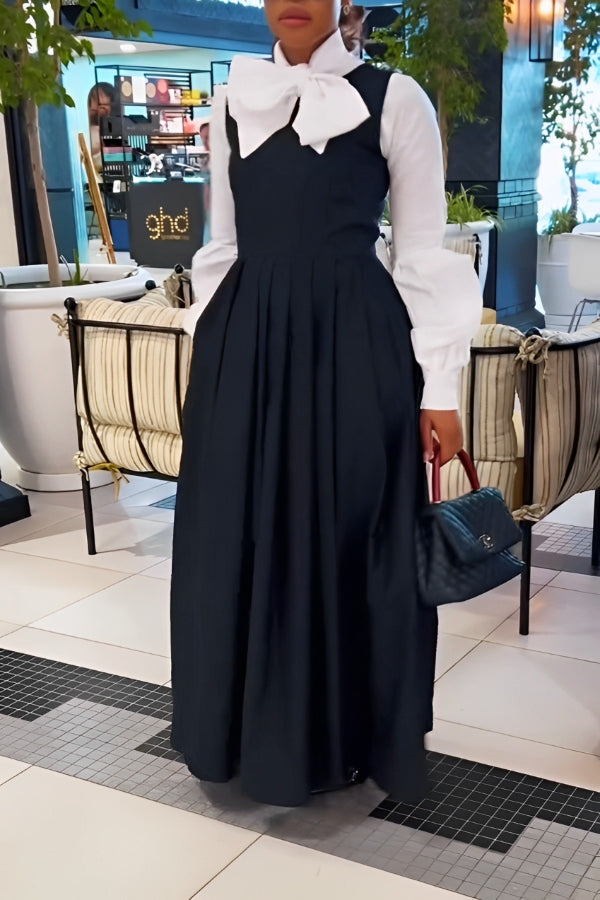 Stylish Sleeveless Side Pocket Pleated Maxi Dress