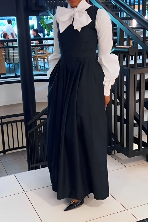 Stylish Sleeveless Side Pocket Pleated Maxi Dress