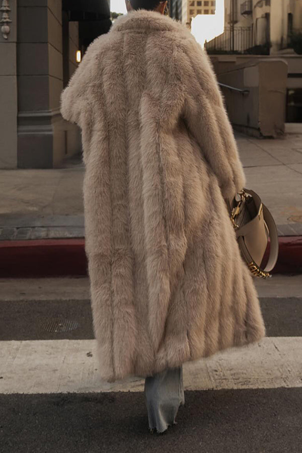 Shawl Collar Faux Fur Coat