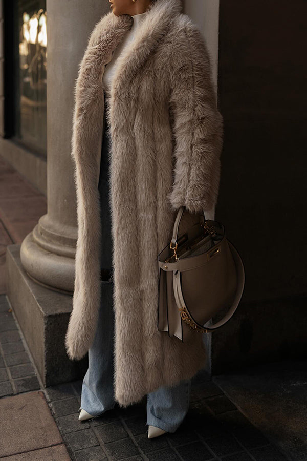 Shawl Collar Faux Fur Coat