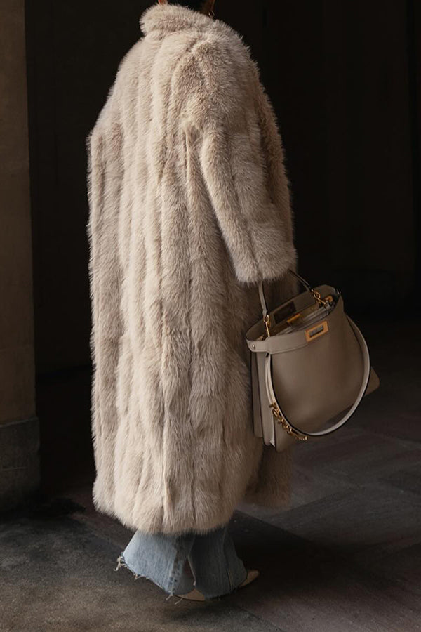 Shawl Collar Faux Fur Coat