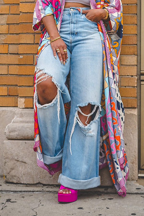 Unique Ripped High Waist Pants