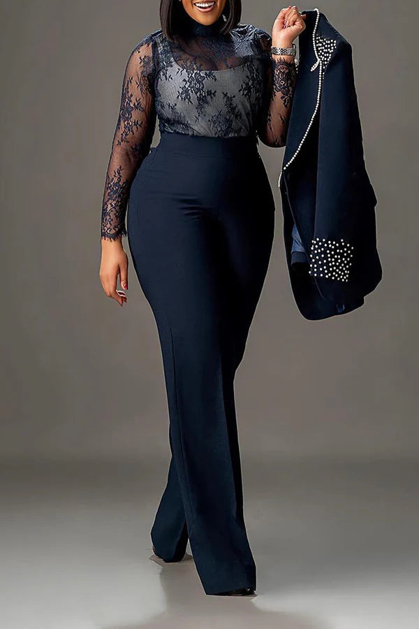 Stunning Peals Detail Blazer & Tailored Pants Set