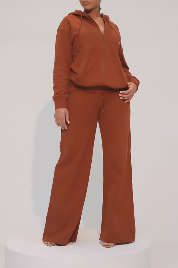 Relaxed Fit Zip Through Hoodie & Pants Set