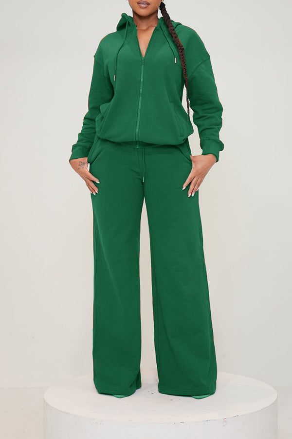 Relaxed Fit Zip Through Hoodie & Pants Set