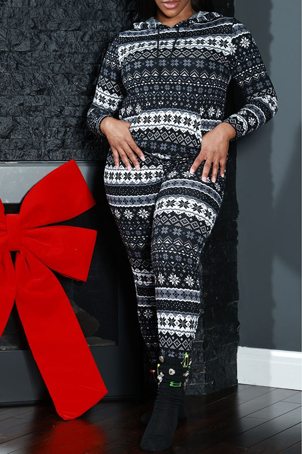 Christmas Print Long Sleeve Pajamas