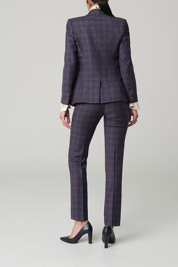 Stylish Plaid Double Breasted Blazer & Pants Set