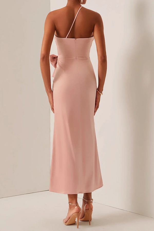 Elegant Pink Bow Accented Dress