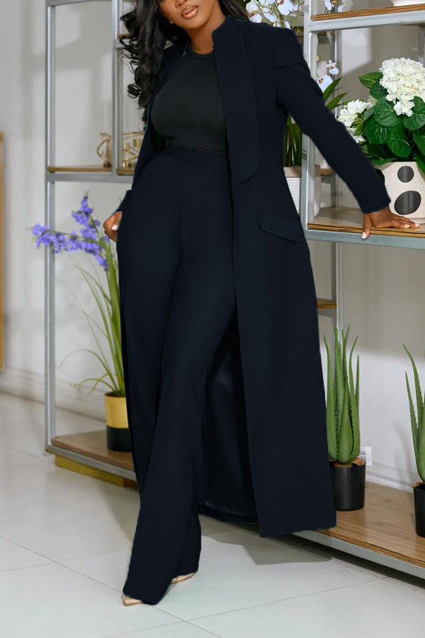 Stylish Longer Version Cap Sleeve Suit Set