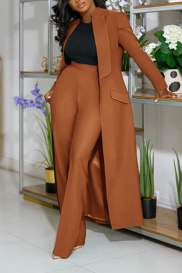 Stylish Longer Version Cap Sleeve Suit Set