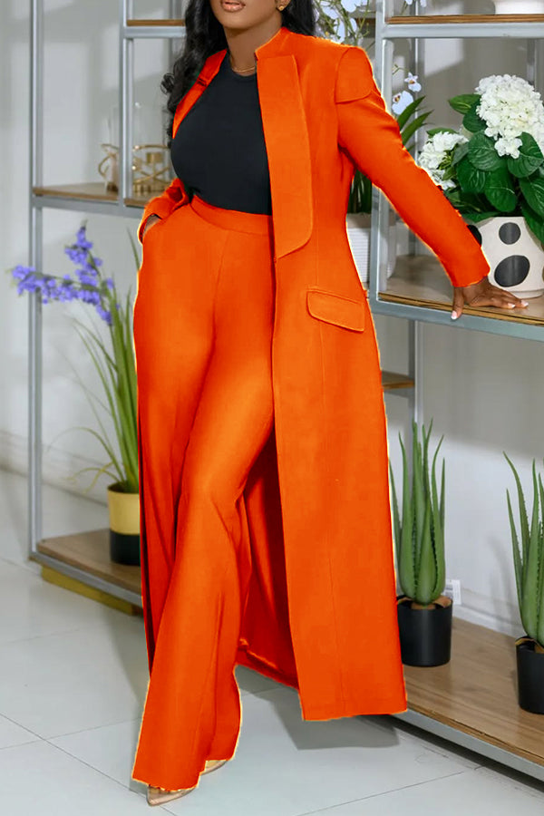 Stylish Longer Version Cap Sleeve Suit Set