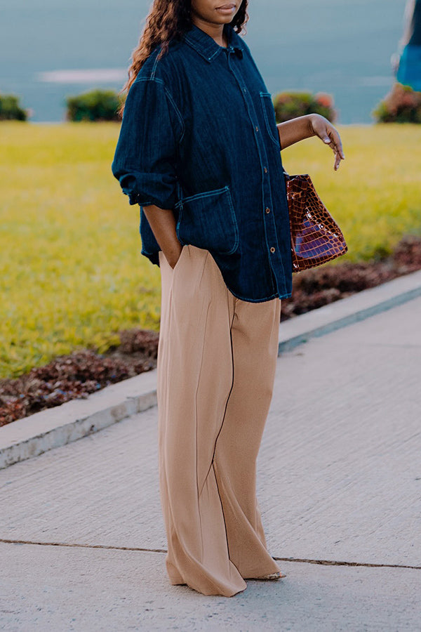 Stylish Long Sleeve Denim Shirt