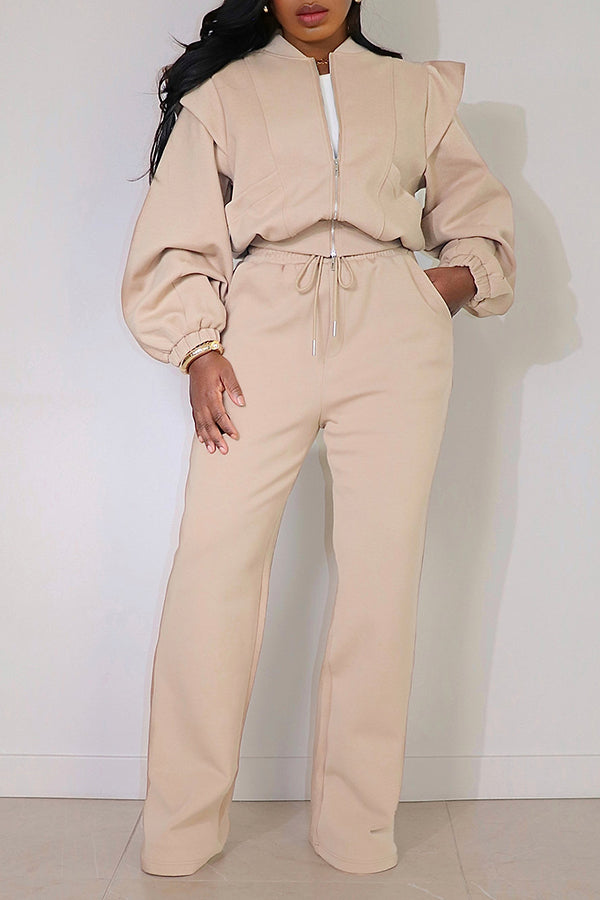 Versatile Comfort Bubble Sleeve Top & Pants Set