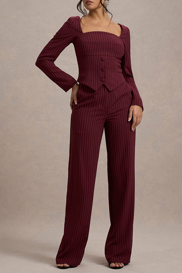 Classic Striped Square Neck Top & Pants Set