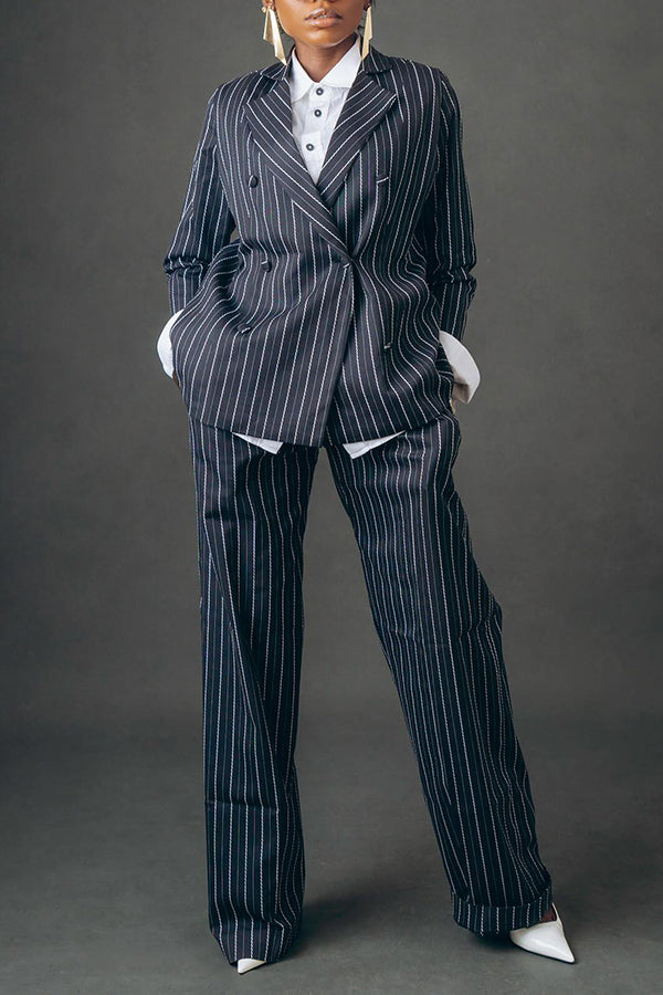 Smart Striped Blazer & Pants Set