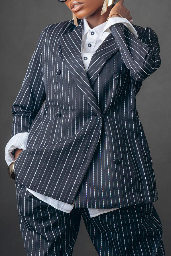 Smart Striped Blazer & Pants Set