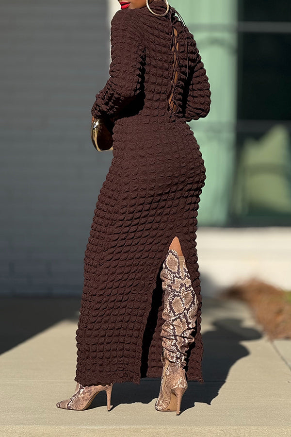 Stylish Waffle Laced Open Back Dress