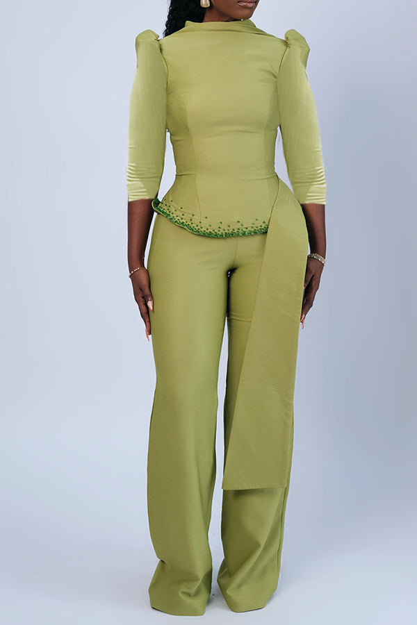 Stylish Side Draped Top & Pants Set