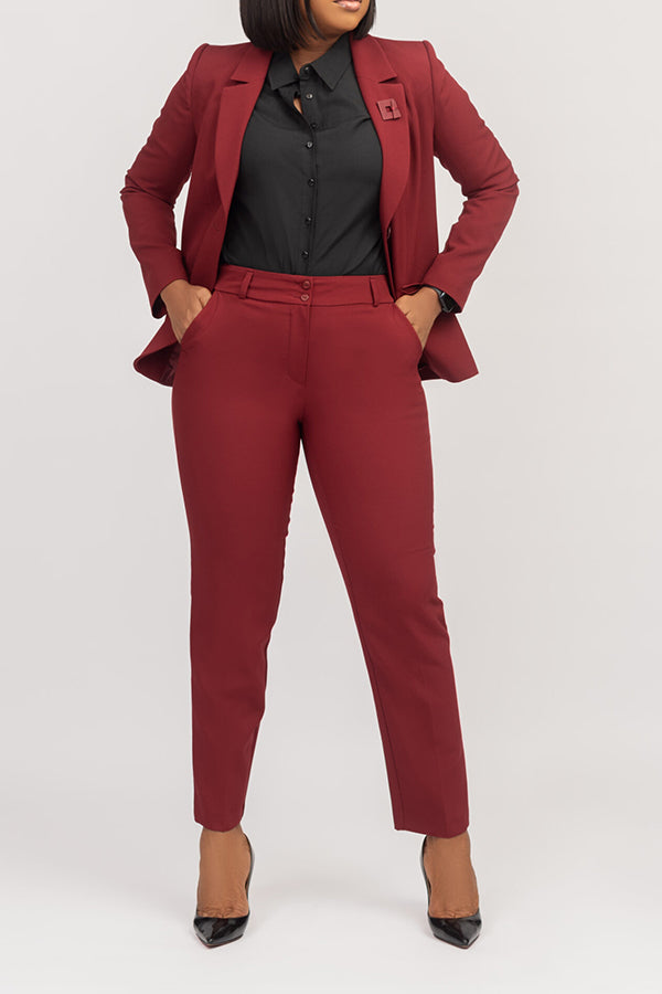 Lapel Neck Blazer & Tapered Pants Set