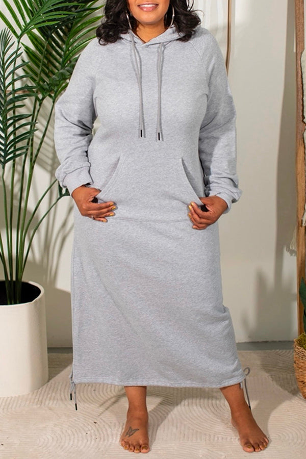 Cozy Loose Kangaroo Pocket Hooded Dress