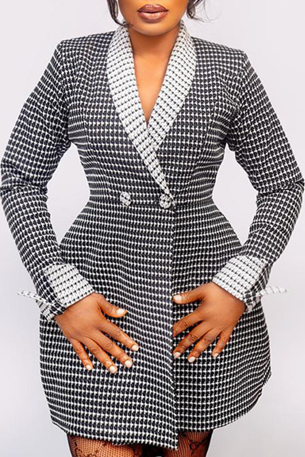 Shawl Collar Two Tone Blazer Dress