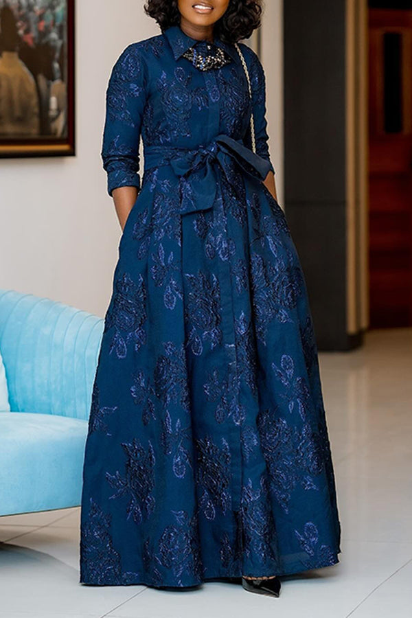 Elegant Printed Dress With Belt