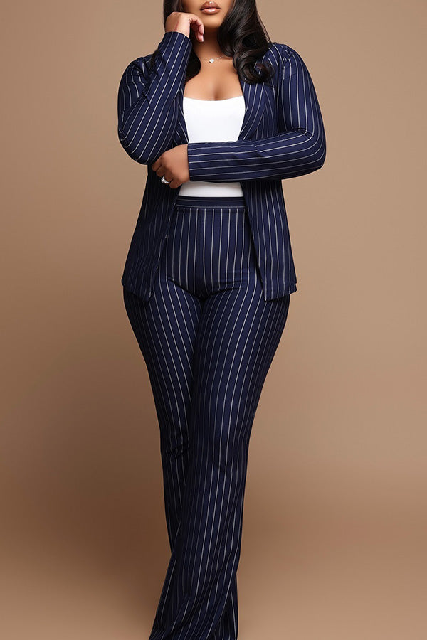 Classic Striped Blazer & Pants Set