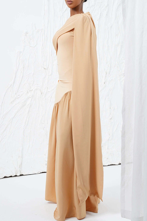 Stylish Ruched Side Draped Ruffle Hem Dress