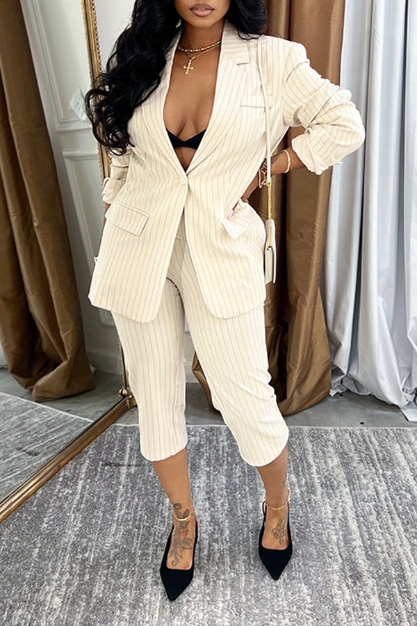 Stylish Striped Blazer & Pants Set