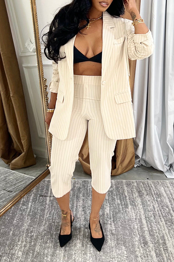 Stylish Striped Blazer & Pants Set