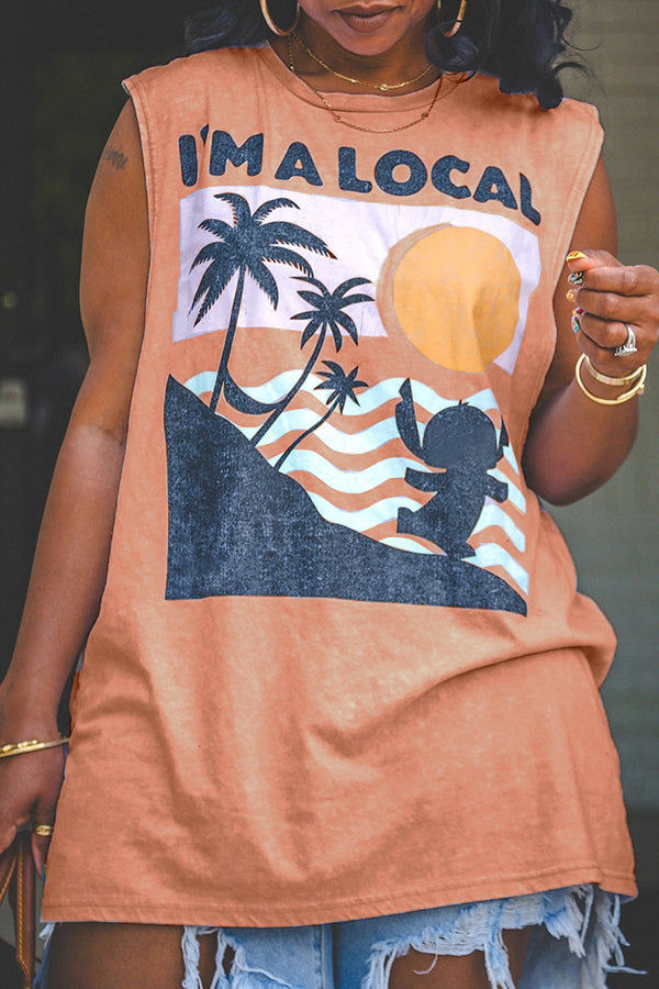 Casual Loose Beach Vacation Printed Vest