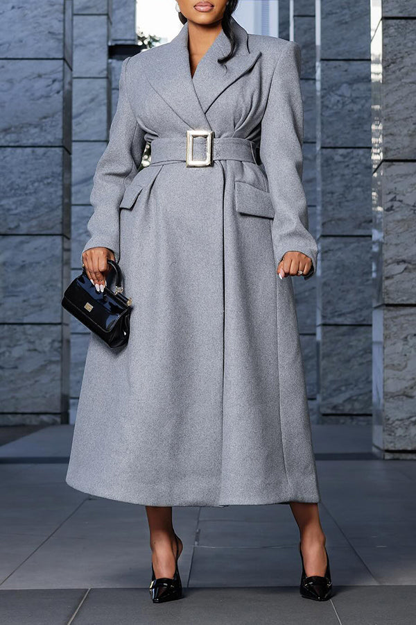 Stylish Peak Collar Flap Pocket Overcoat