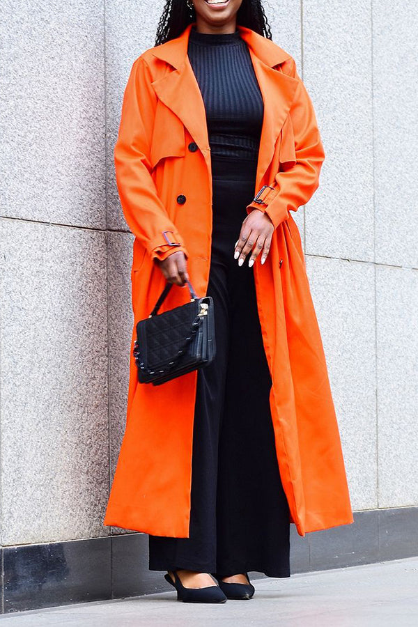 Stylish Double Breasted Long Trench Coat