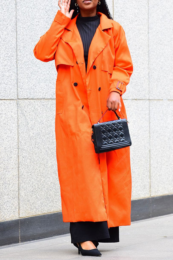 Stylish Double Breasted Long Trench Coat