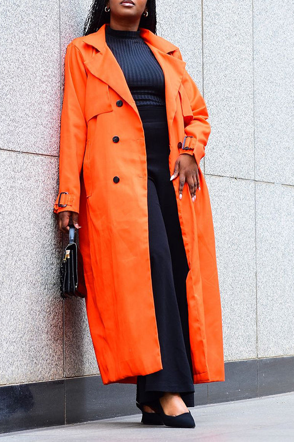 Stylish Double Breasted Long Trench Coat