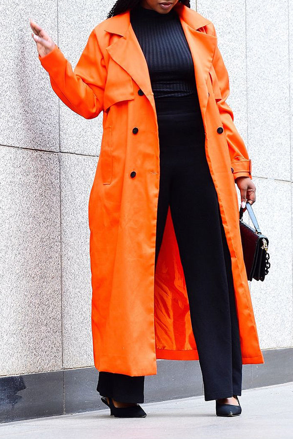 Stylish Double Breasted Long Trench Coat